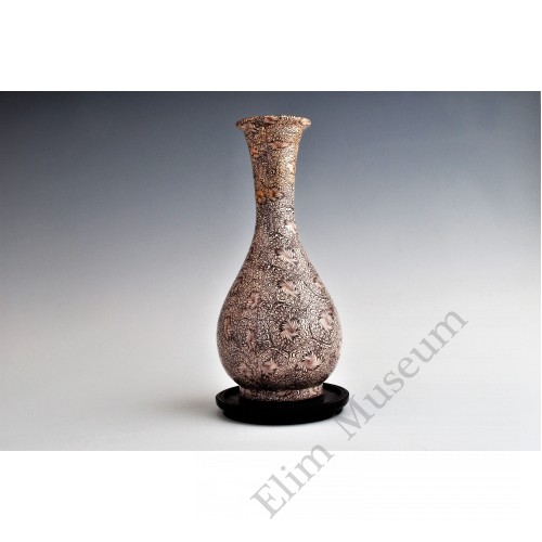 1659 A marbled glaze (Jiao-tai)long neck vase   